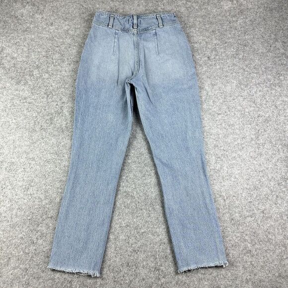 Abercrombie Fitch Bareback Jeans Womens 25 Front Yoke Light Wash Raw Uneven Hem* - Picture 7 of 16